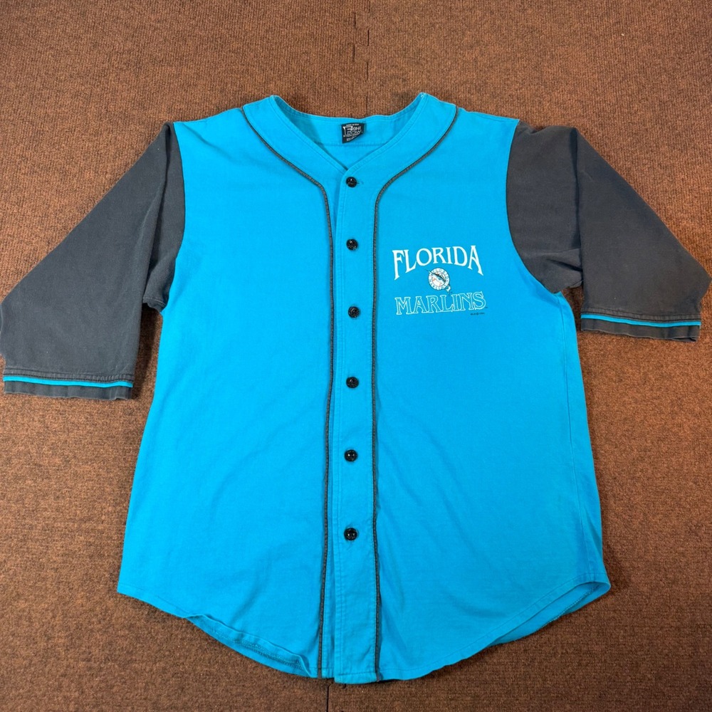 Vintage Florida Marlins Jersey Front Row Salem Sportswear Teal Grey Large 1992